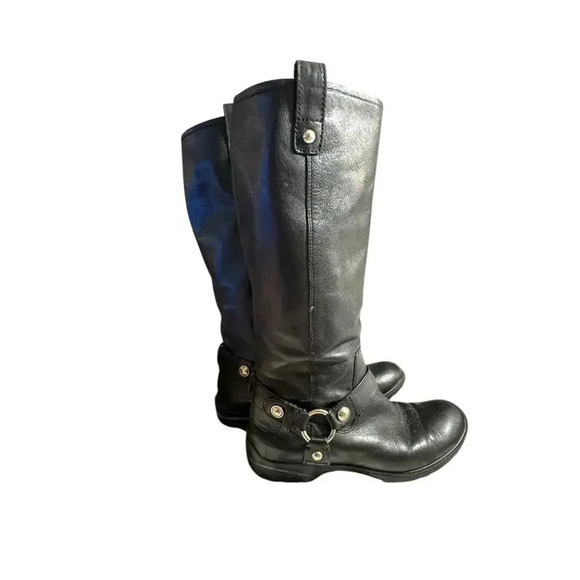 Coach Dafney Black Leather 15” Engineer Harness Boots Women’s Size 6.5M EUC Tag - Picture 1 of 15